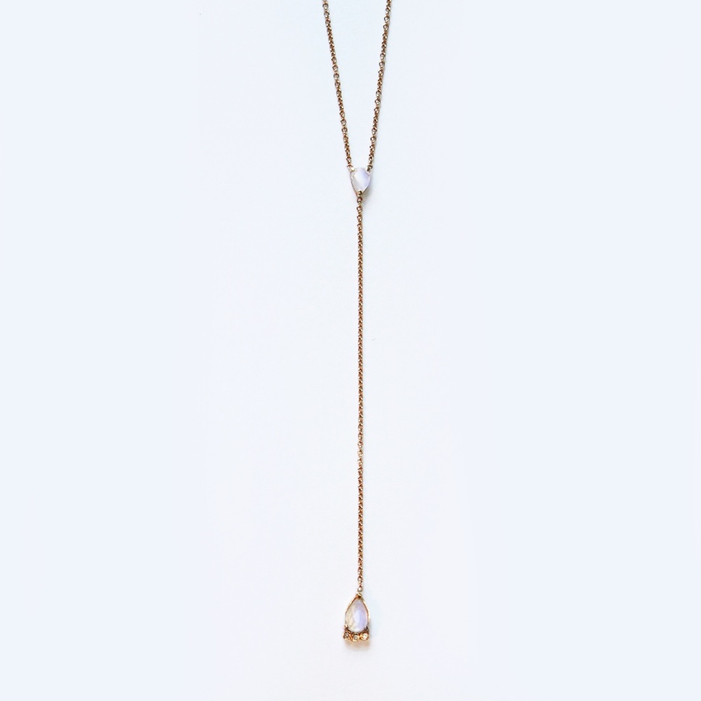 Jacquie Aiche Moonstone & Diamond Lariat Necklace